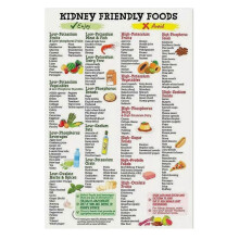 (60x80cm) Kidney Friendly Food List Poster,Unframed Kidney Awareness Kidney Diet List