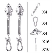 44 Pcs Sun Shade Sail Hardware Kit 6 Inch for Rectangle & Triangle Shade Sail Install Shade Sail Fixing Accessories