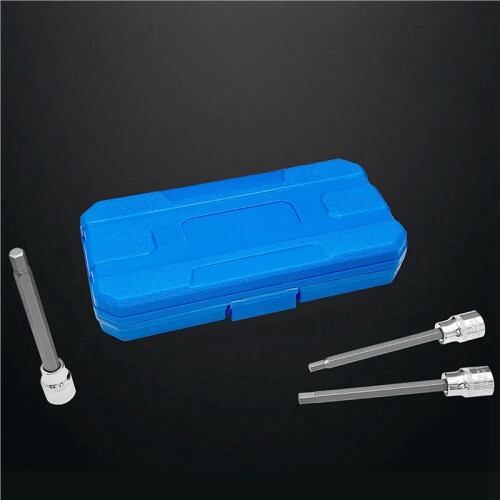 Conjunto de Soquete de Broca Hexagonal Extra Longo de 14 Peças H3-H10 CR-V Unidade de 3/8 Polegadas com Comprimento de 110 mm 2