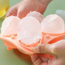 (Pink) Silicone Ice Cube Mold Rose Shape Ice Ball Tray Slow Melting Whiskey Ice Cubes Maker Romantic BPA-Free Cocktail Mold