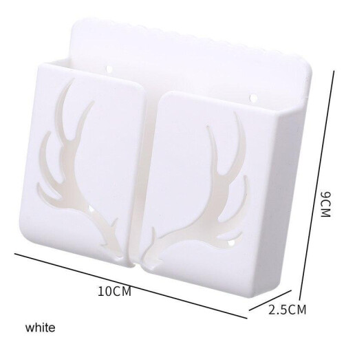 (White) 1PC Wall Mounted Storage Box Remote Control Storage Box Air Conditioning Remote Control TV Storage Box Phone Holder Organization 2