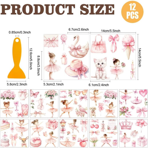 Αυτοκόλλητα μεταφοράς Pink Ballet Goose Rub-On 12 τεμάχια 5,5x5,5 1
