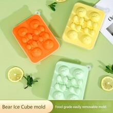 (Green) 1pc Cute Teddy Bear Ice Cube Tray Flexible Food Grade Silicone Ice Cube Mold Ice Trays For Freezer