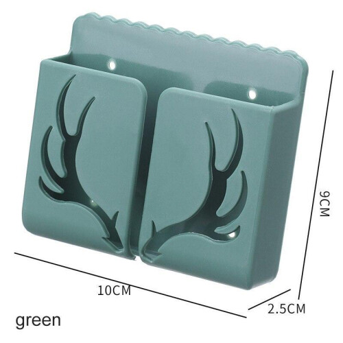 (Green) 1PC Wall Mounted Storage Box Remote Control Storage Box Air Conditioning Remote Control TV Storage Box Phone Holder Organization 1