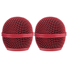 2St Metalen Microfoon Grill Rood Voor Stof- En Geluidsbescherming