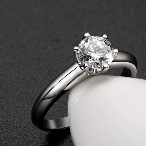 Cubic Zirconia Solitaire Ring Sterling Silver 1 Carat 1