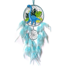 (Blue-No light)Dinosaur Dream Catchers For Boys Girls, Dream Catcher Light Wall Decor Feather Wall Hanging Dino Dream Catcher Kids Gift