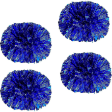 (Alles blauw) 4 stuks cheerleading pompons voor cheerleaderkostuums voor dames, 2 paar cheerleading pompons