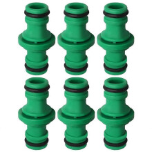 6 Pieces Double Hose Connector, Double Male Hose Connector Plastic Hose Fittings compatible with Join Garden Hose Tube (Green)