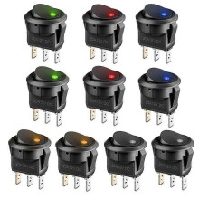 10 stuks lichtschakelaar 12v LED-tuimelschakelaar 12v 3-positie vergrendeling SPST-schakelaar ronde knop compatibel met auto-boot huis