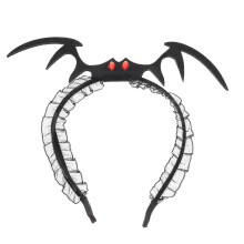 Halloweenska čelenka s netopierími krídlami, čierna, 18,3 cm x 20,5 cm x 0,5 cm, látková, halloweenska párty, 1 ks