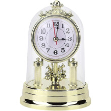 (gold)Carriage Table Clock European Retro Style Clock Antique Silent Table Clock compatible with Home Living Room Decor -D