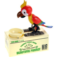 Hucha automática para niños, con forma de loro que come monedas, ideal como regalo de cumpleaños o Navidad.