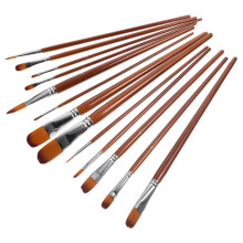 13St Aluminium Verfkwasten Set Met Zachte Nylon Bruin