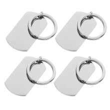 4St Zilveren Roestvrijstalen Sleutelhanger Met Blanke Gravure Tags