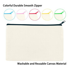 48 Pack Blank Canvas Makeup Bag,Bulk Cosmetic Bags with Multi-Color Zipper,Canvas Zipper Pencil Case Pouch,DIY