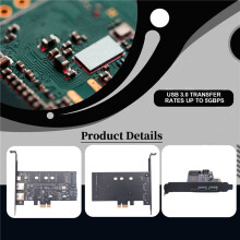 PCI-E Naar USB 3.0 PCI Express-Kaart Incl. 1 USB C- en 2 USB A-Poorten, M.2 NVME Naar PCIe 3.0-Adapterkaart met Beugel