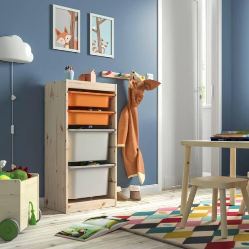 IKEA TROFAST Storage Unit with 4 Boxes 44x30x91cm