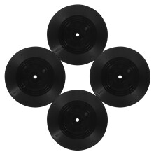 4St Praktische ABS Cup Coasters Vinyl Record Antislip Zwart