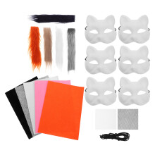 1Set Wit Kleurbaar Kattenmasker PVC Voor Cosplay En Feestdecoratie
