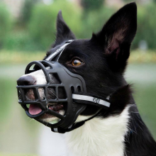 Muselière réglable en nylon pour chien (20 à 35 livres) - Panier solide et respirant en silicone - Légère et durable - 7 tailles