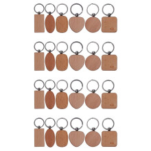 80 Pcs Blank Wood Wooden Keychain DIY Custom Wood Key Chains Key Tags Anti Lost Wood Accessories Gifts (Mixed Design)