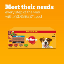 Pedigree Mixed Selection in Gravy 40 Pouches, Adult Wet Dog Food, Megapack (40 x