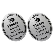 2St Waterdichte ‘Please Knock’ Stickers Zwart Voor Slaapkamer