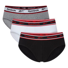 (XL, Black/White/Grey) Reebok Mens Cotton Elasticated Waist Briefs (Pack of 3)
