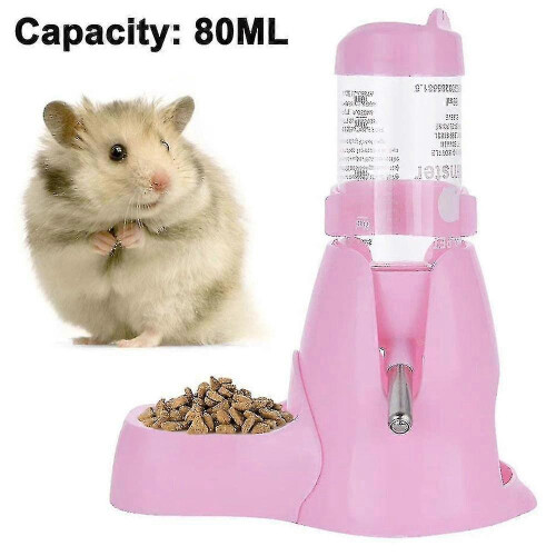 (Pink) Hamster Water Bottle,pet Automatic Drinking Bottle With Food Container