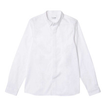 (18in, White) Lacoste Mens Poplin Concealed Placket Slim Shirt