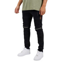 (34L, Black) Brave Soul Mens Elba Denim Biker Slim Jeans