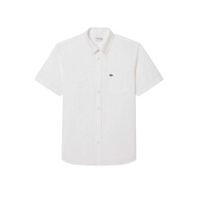 (S, White) Lacoste Mens Embroidered Logo Oxford Shirt