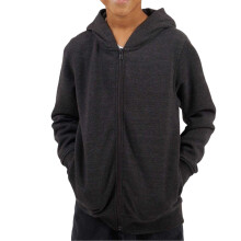 (9-10 Years, Dark Charcoal) Brave Soul Boys Plain Ribbed Cuff Full Zip Hoodie