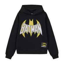 (13 Years, Black/Yellow) Batman Boys Logo Fleece Lined Hoodie