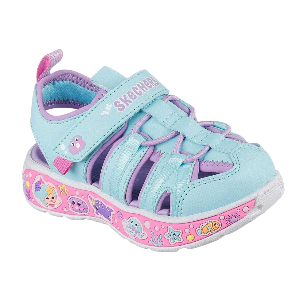 Skechers (6 Uk Child, Turquoise/Lavender) Girls Sea Creatures Light Up Flat Sandals