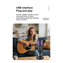 USB Condenser Microphone Desktop Gaming RGB Microphone, Large Mic , Plug & , Ideal for Streaming & Podcasting