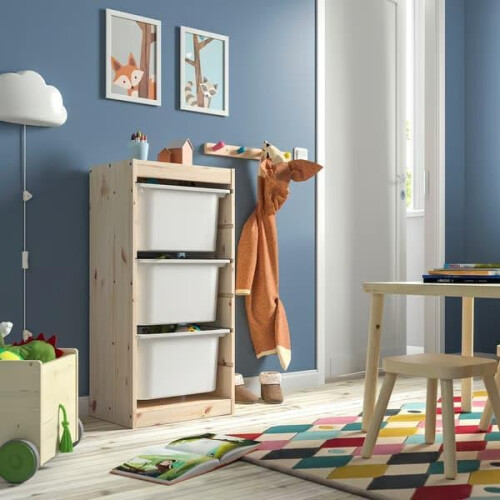 IKEA TROFAST Storage Unit with 3 Boxes 44x30x91cm