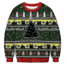 (XXL, BFT163) Unisex's Ugly Christmas Sweater 3d Digital Print Holiday Party Crewneck Sweatshirt Pullover Men Women Tacky Xmas Jumper Tops