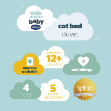 Silentnight Safe Nights Cot Bed Duvet 4 Tog – Anti Allergy Lightweight Soft Snug