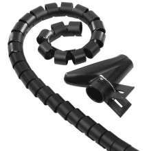 Gaine de câble flexible en spirale - HAMA - 2 m - Noir - Réduit les risques de trébuchement - Outil d'enfilage facile