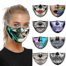 (Style 2) Halloween Skull Bike Motorcycle Face Mask Reusable Washable Protection Cover