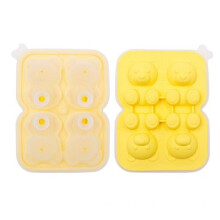 (Orange) Bear Shape Ice Cube Tray Silicone Ice Cube Maker Cute DIY Mold Reusable Kitchen Gadget