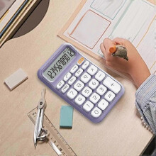 Mute Mechanical Switch Calculator 14.8x9.3cm Ergonomic 18 Degree Screen Tilt for Basic Numerical Calculation Sturdy, Purple