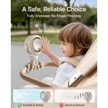 SWEETFULL Portable Pram Fan PinchProof Baby Stroller Fan 10H Battery 5