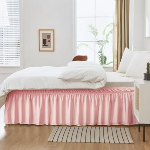 Bettrock mit elastischem Bund, Rüschen, 61 cm lang, rosa 2
