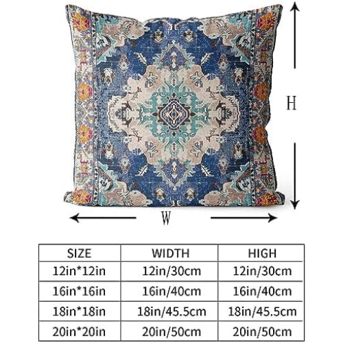 Μαξιλαροθήκες Boho από βαμβάκι 16x16 ιντσών, σετ 2 τεμαχίων, μπλε 1