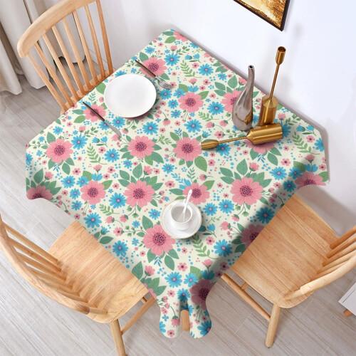 Toalha de mesa quadrada Pioneer Flower com estampa floral, 132 x 132 cm (52 x 52 polegadas) 1