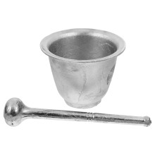1Set Metalen Vijzel En Stamper Voor Knoflook En Gember in Zilverkleur