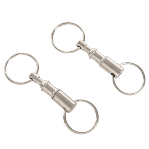 2pcs Heavy Duty Double Porte-cles Pull Apart Snap Lock Support d'anneau Tournant 2